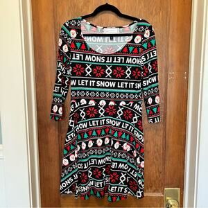EUC Let It‎ Snow Christmas Dress by Love Derek Large